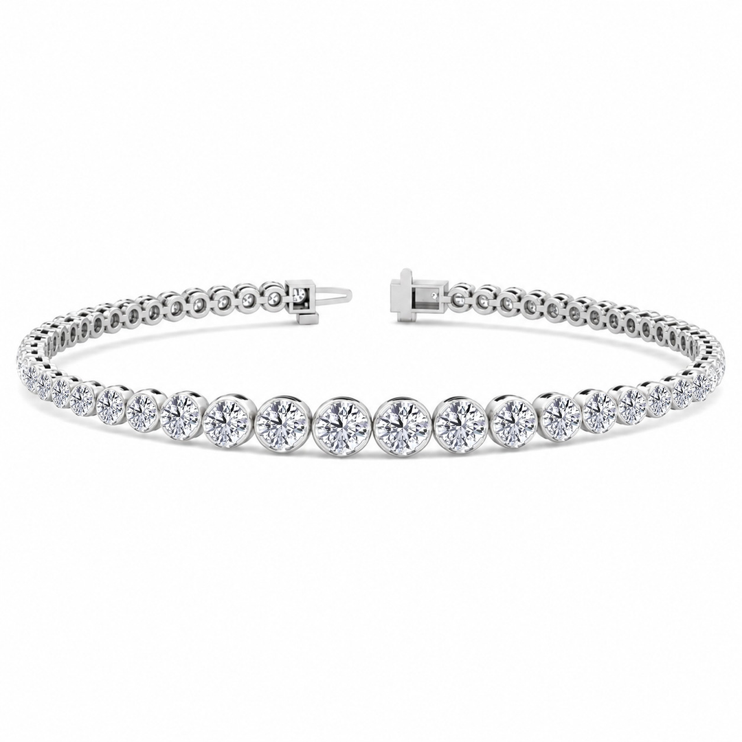 Graduated Lab Grown Diamond Crown Prong Tennis Bracelet WG