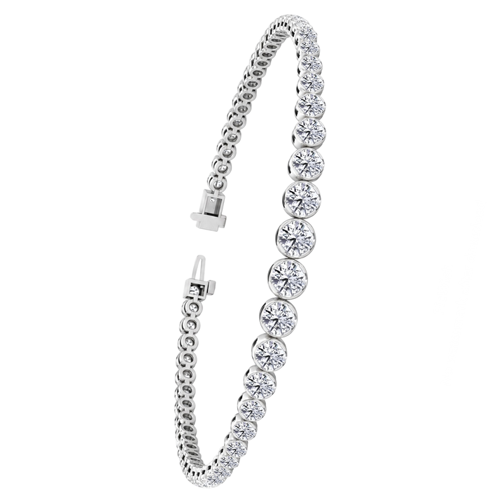 Graduated Lab Grown Diamond Crown Prong Tennis Bracelet WG2