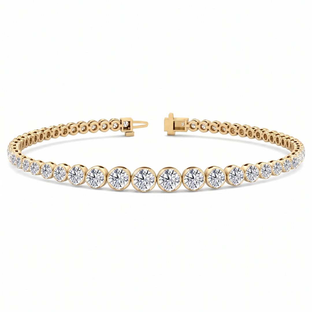 Graduated Lab Grown Diamond Crown Prong Tennis Bracelet YG