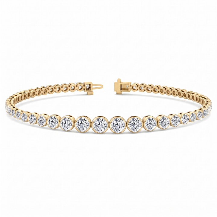 Graduated Lab Grown Diamond Crown Prong Tennis Bracelet YG