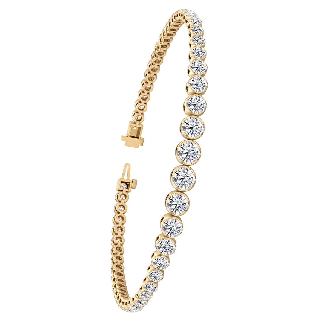 Graduated Lab Grown Diamond Crown Prong Tennis Bracelet YG2