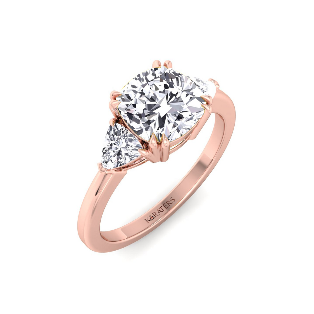 RG Cushion Cut Lab Diamond  Ring With Sidestone 