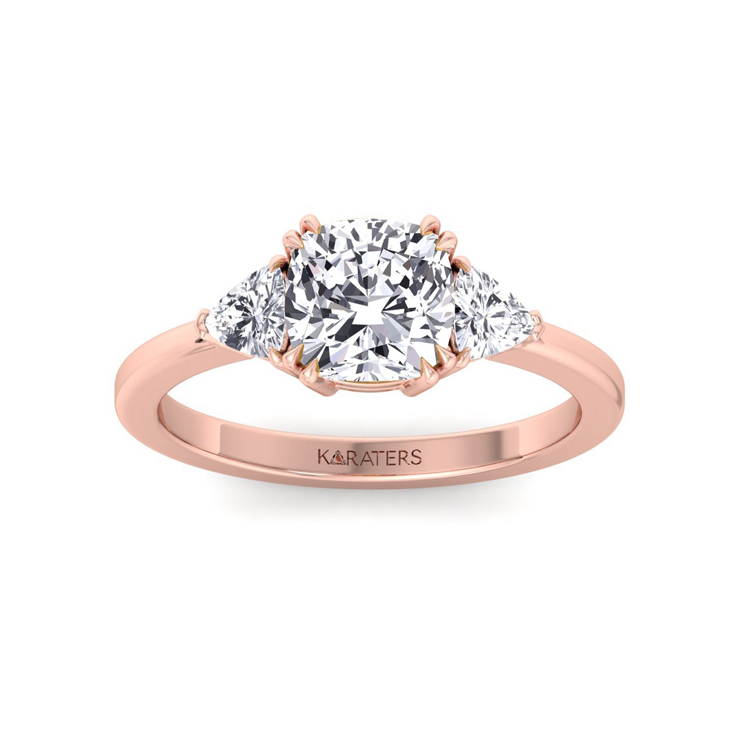 RG Cushion Cut Lab Diamond  Ring With Sidestone 2