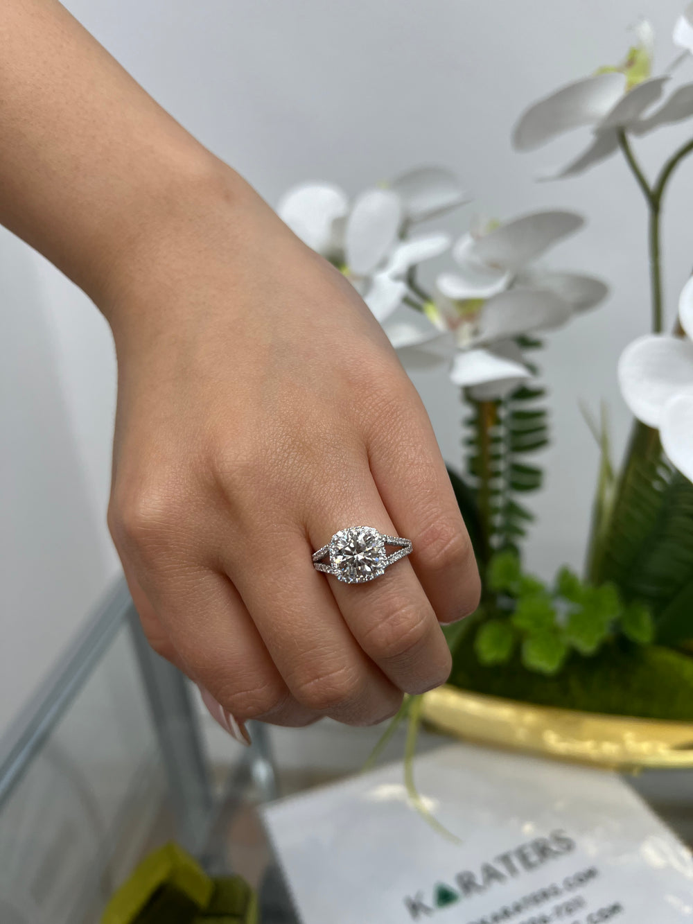 Cushion Lab Diamond Halo Ring Split Pave Band 