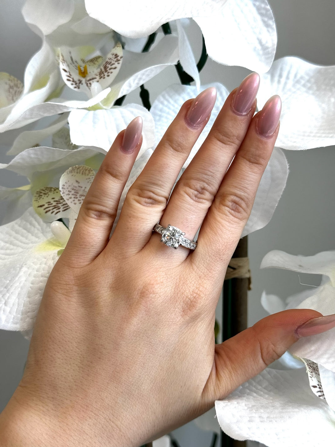 Cushion Lab Diamond Ring Princess SideStones 