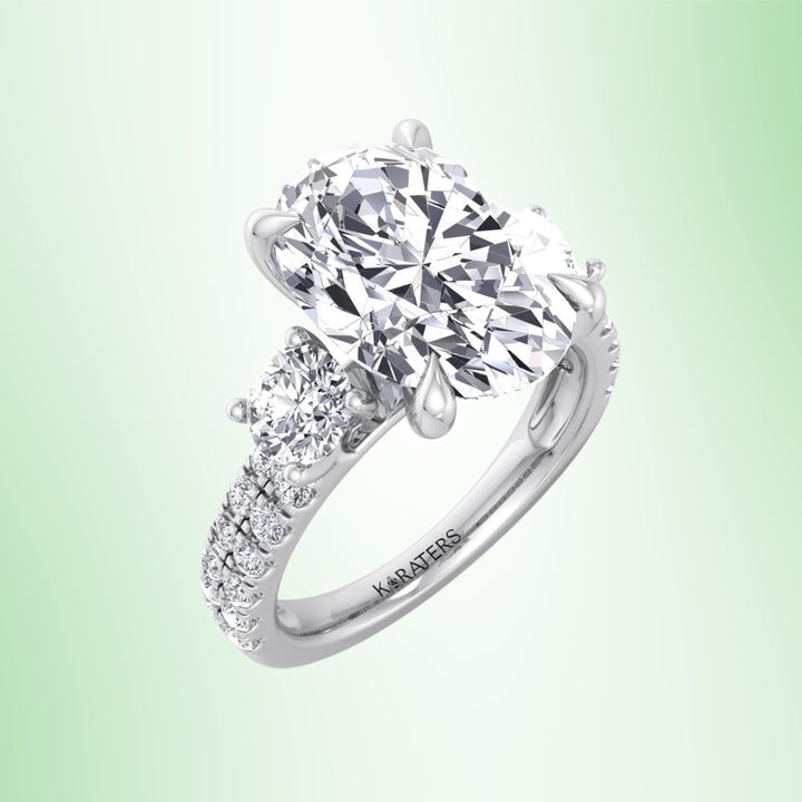 Double Row Round & Oval Lab-Grown Diamond Engagement Ring