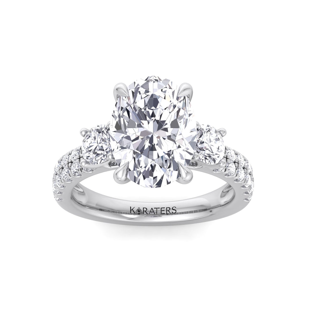 Double Row Round & Oval Lab-Grown Diamond Ring White 