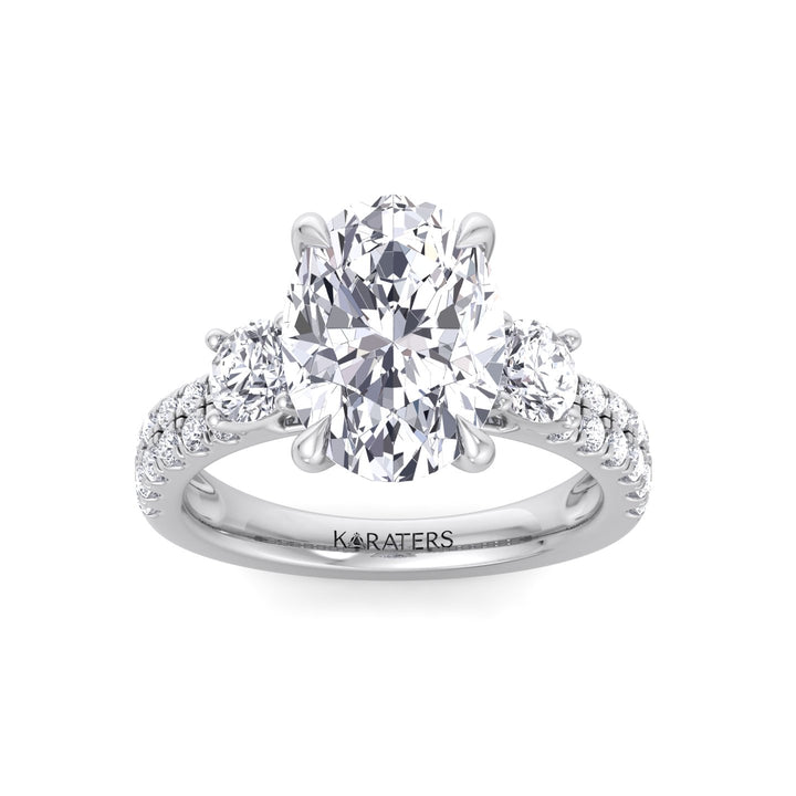 Double Row Round & Oval Lab-Grown Diamond Ring White 