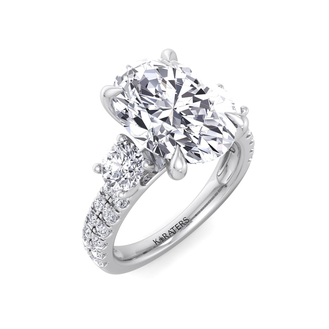 Double Row Round & Oval Lab-Grown Diamond Ring White Gold