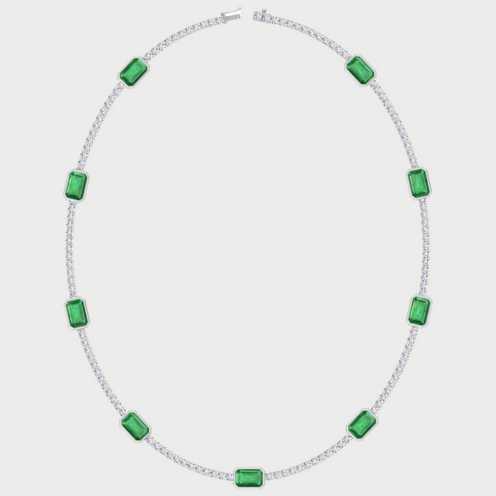 Lab Grown Emerald and Diamond Tennis Necklace