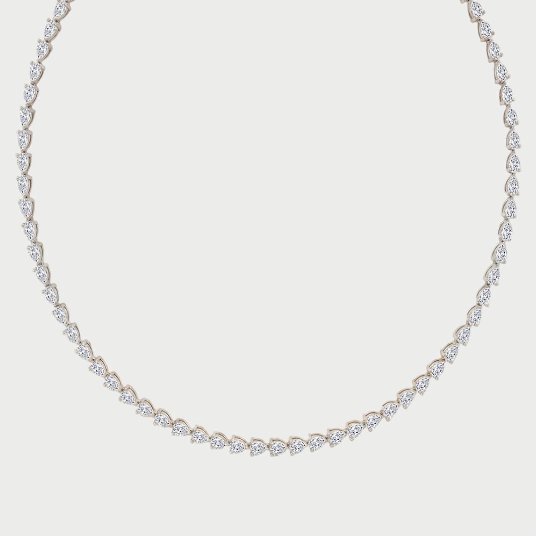 East-West Pear Shape Lab Grown Diamond Tennis Necklace 