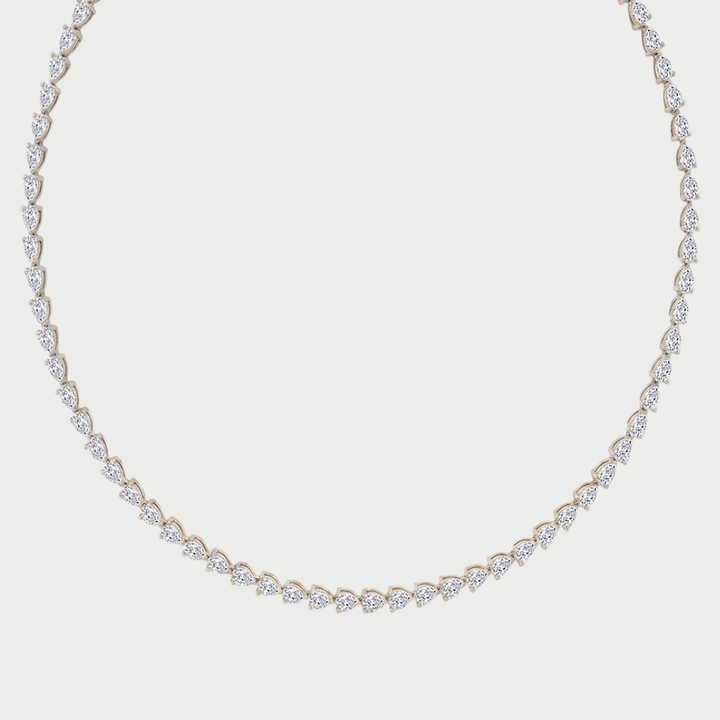 East-West Pear Shape Lab Grown Diamond Tennis Necklace 