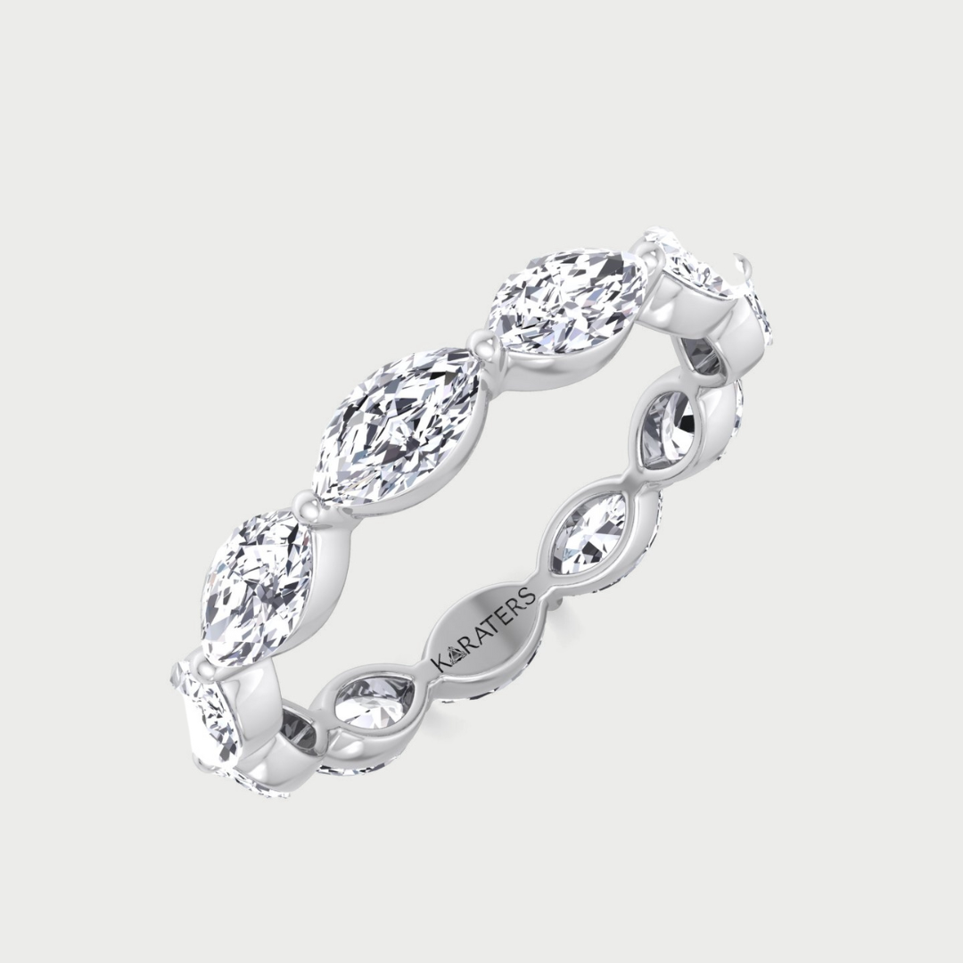 East West Marquise Shape Lab Grown Diamond Eternity Band Platinum