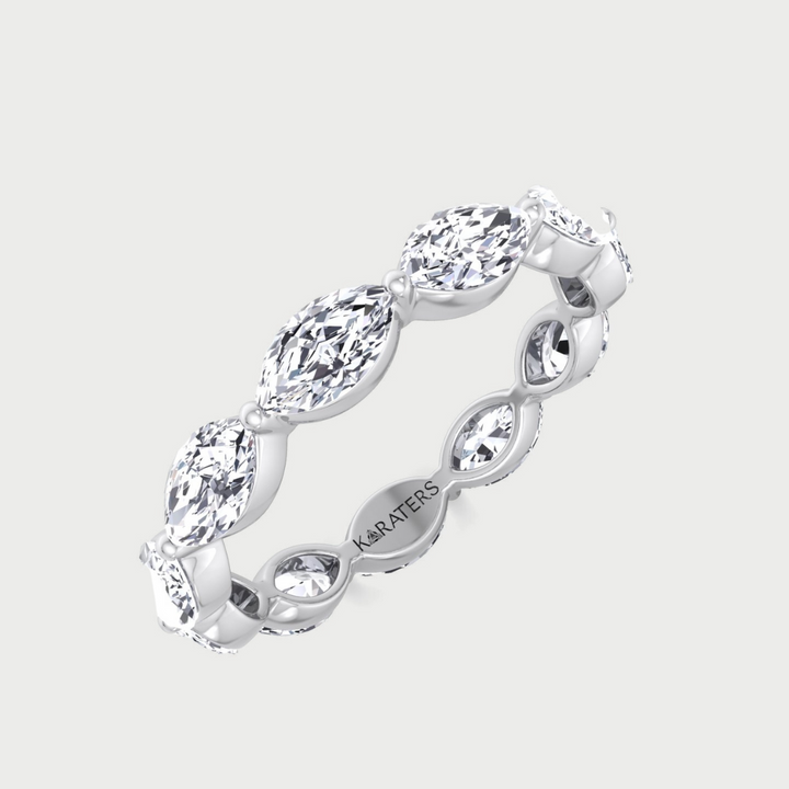 East West Marquise Shape Lab Grown Diamond Eternity Band Platinum