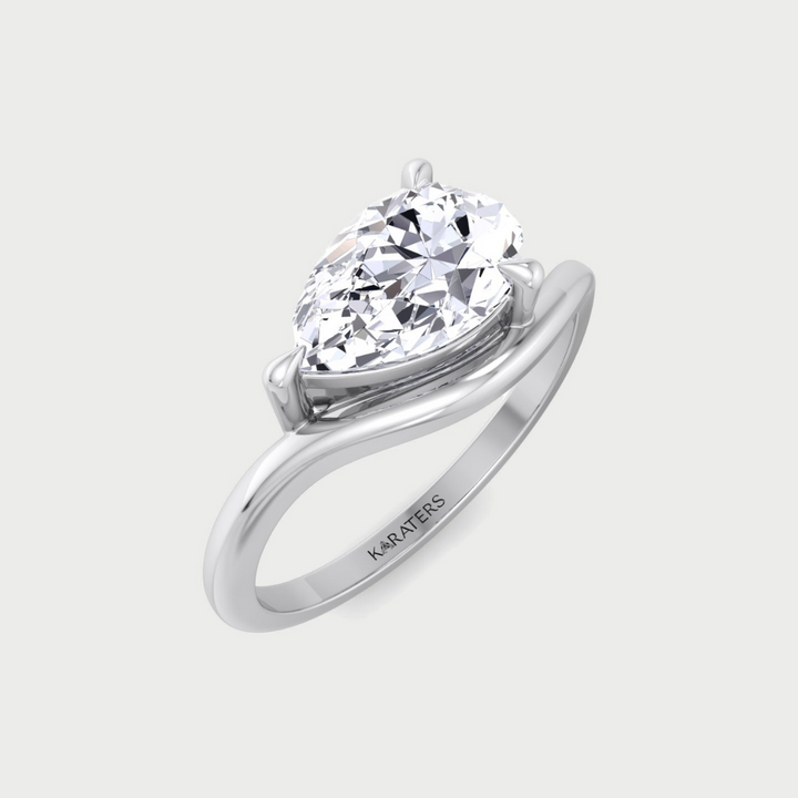 East West Pear Shape Lab Grown Diamond Curved Engagement Ring