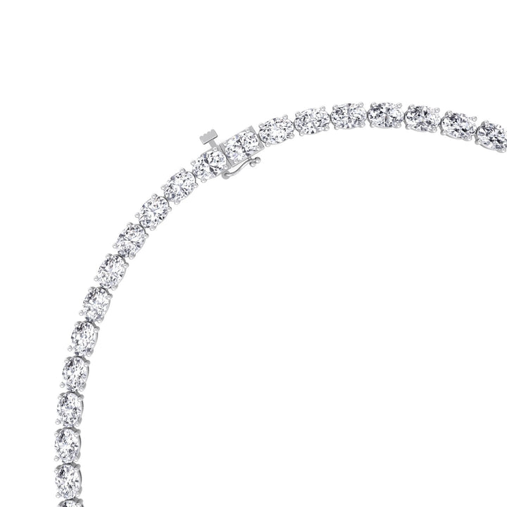 East to West Oval Cut Lab Diamond Tennis Necklace 14K White Clasp