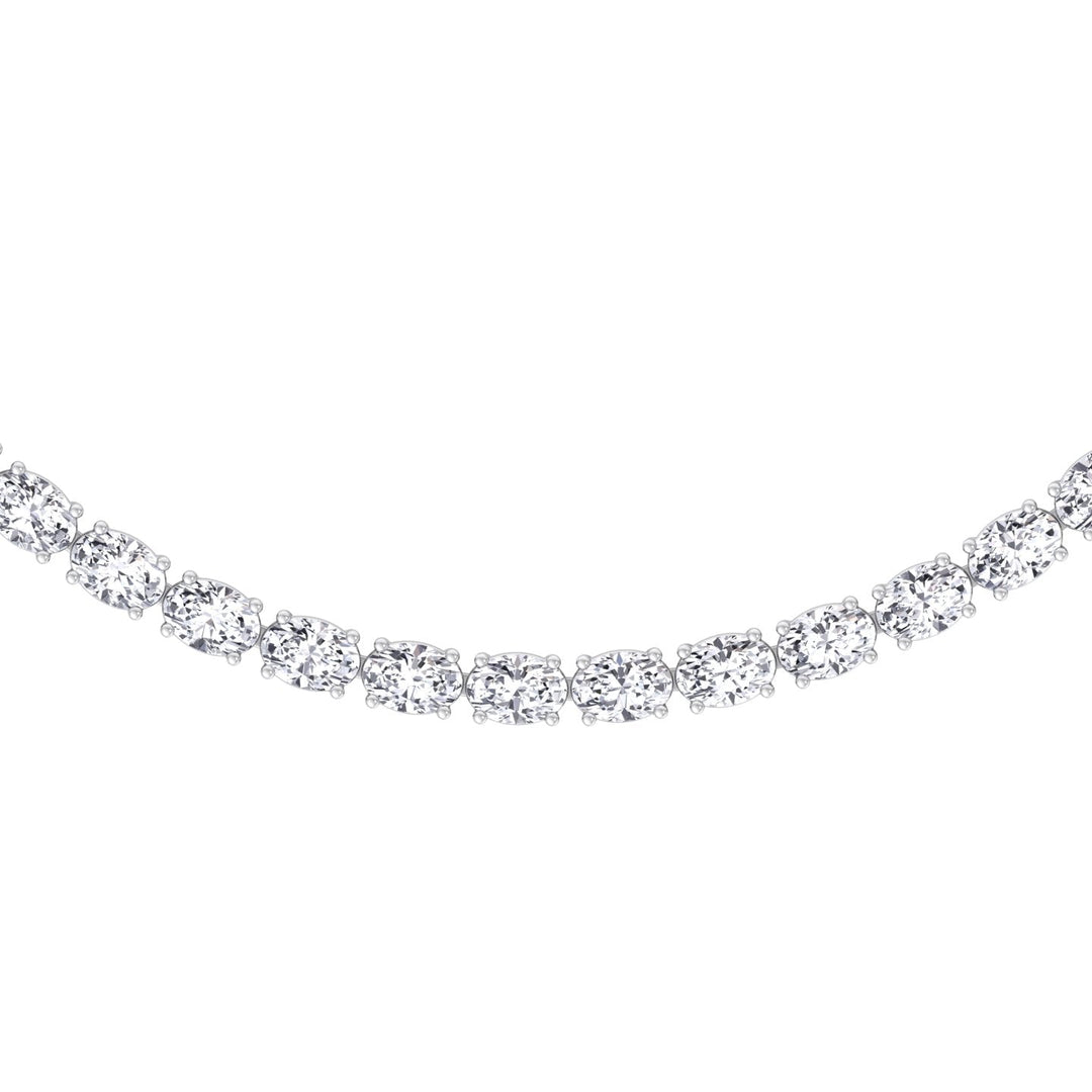 East to West Oval Lab Diamond Tennis Necklace 14K White 