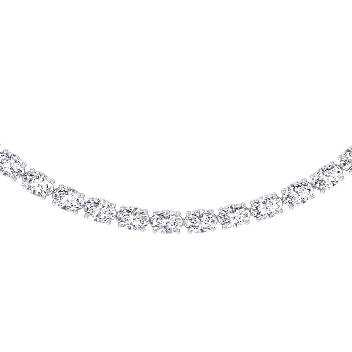 East to West Oval Lab Diamond Tennis Necklace 14K White 