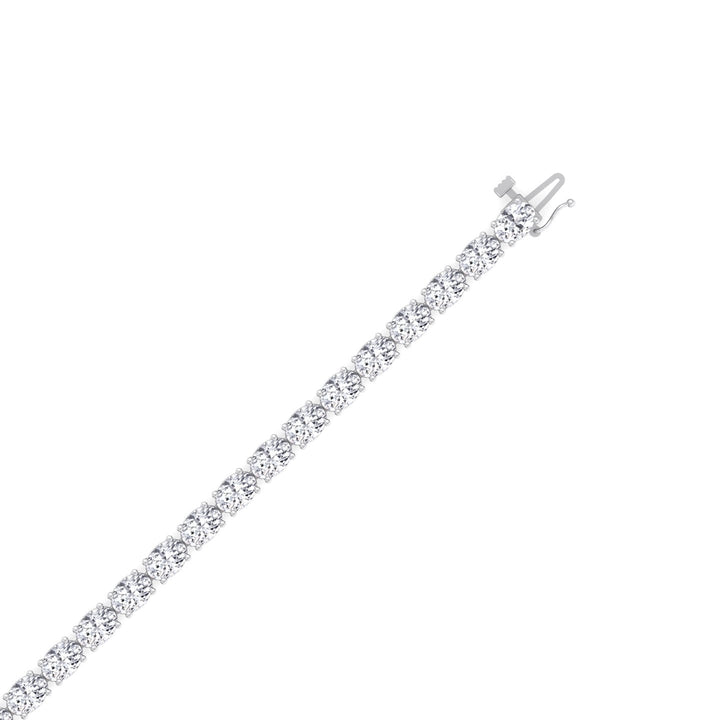 East to West Oval Lab Grown Diamond Tennis Necklace 14K White 