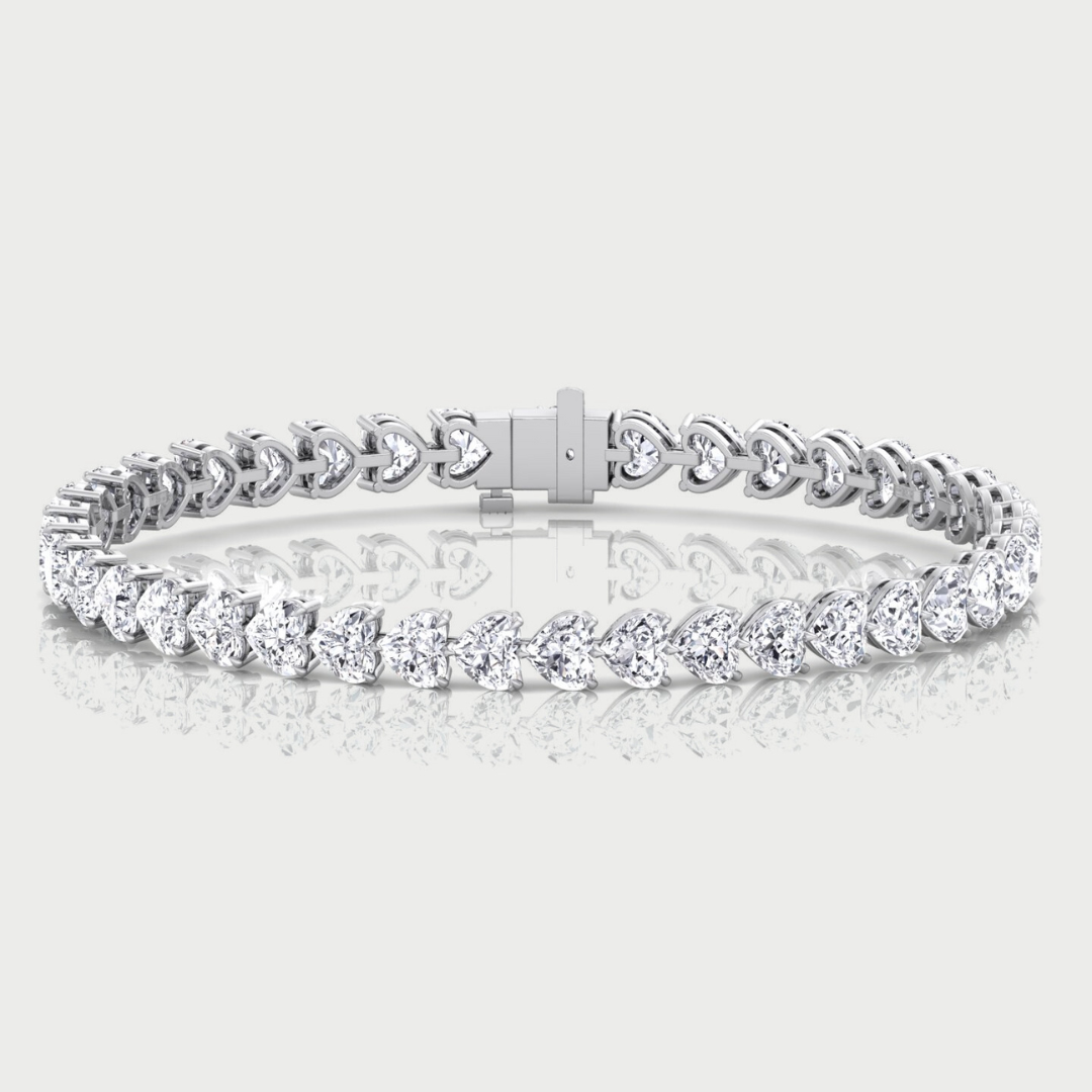 East to West Heart Shape Lab Grown Diamond Tennis Bracelet