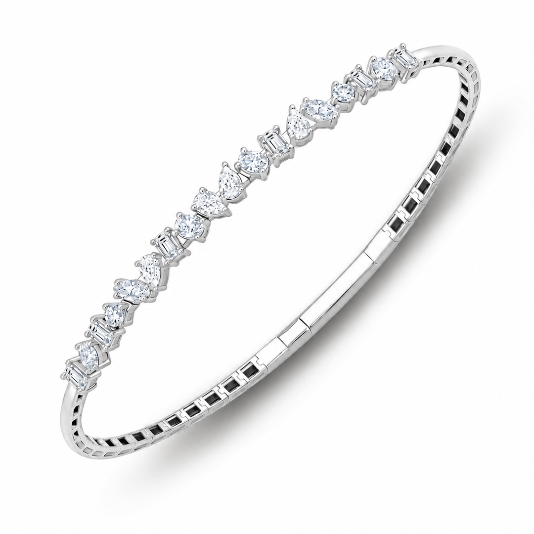 Multi-Shape Lab-Grown Diamond Bangle Bracelet white