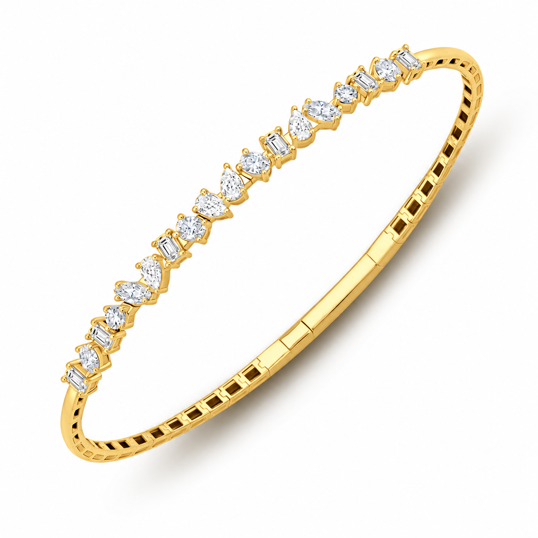 Multi-Shape Lab-Grown Diamond Bangle Bracelet yellow