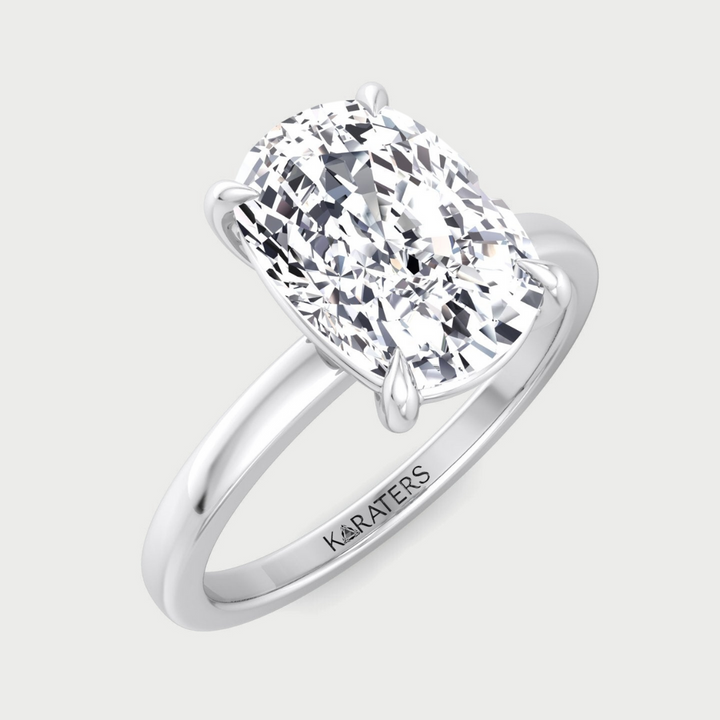 Elongated Cushion Cut Solitaire Lab Grown Diamond Engagement Ring