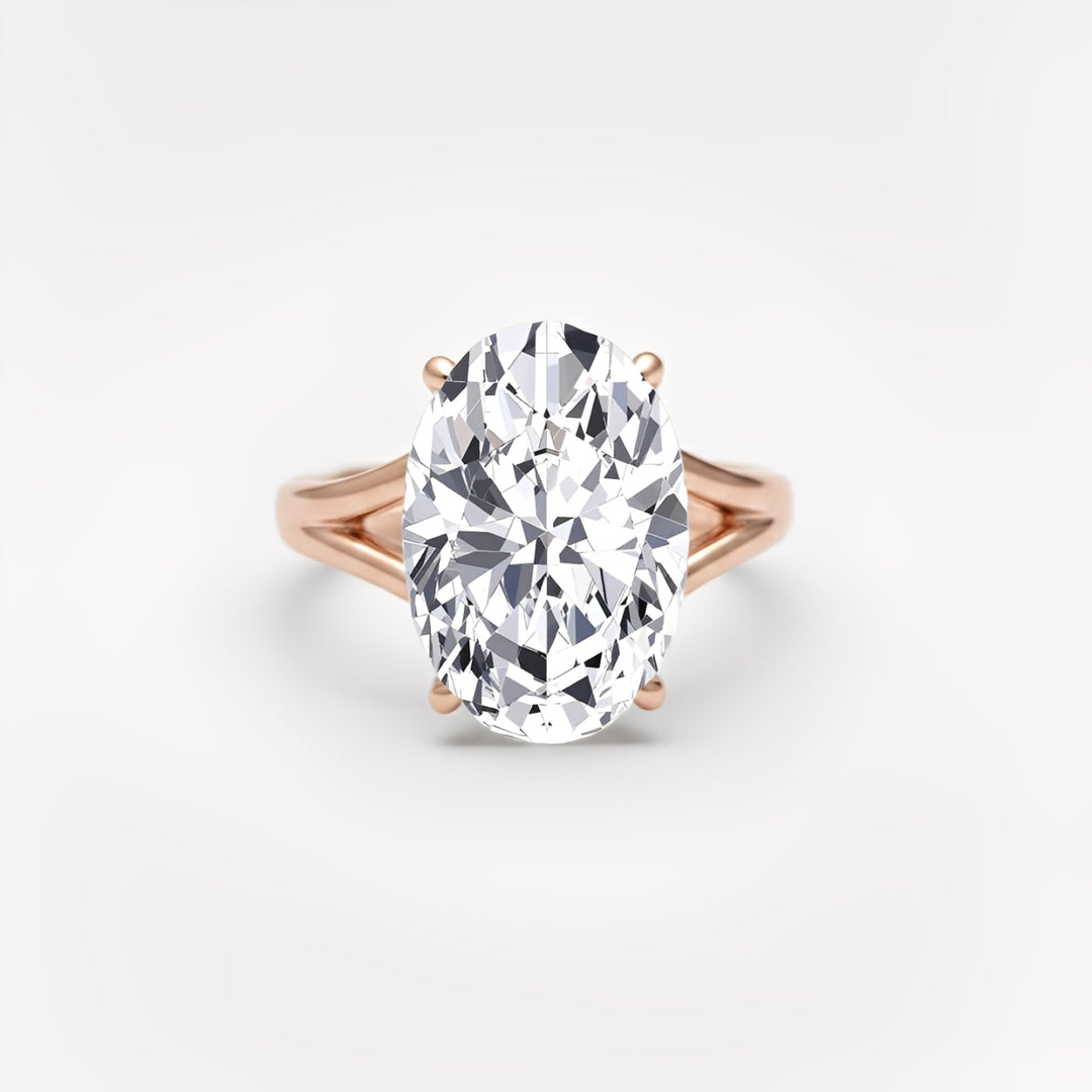 Oval Shape Lab-Grown Diamond Split Shank Engagement Ring rose gold front view