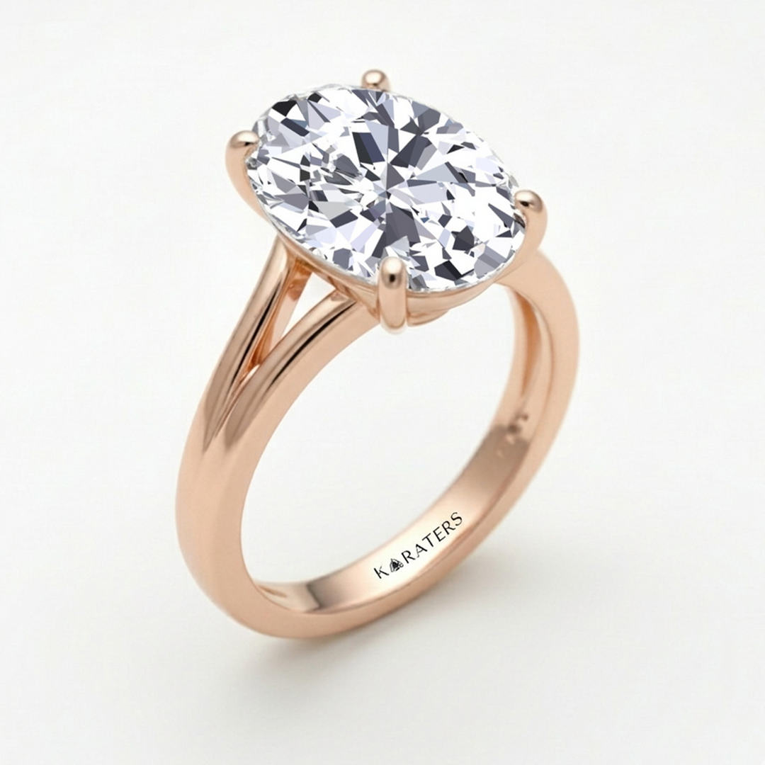 Oval Shape Lab-Grown Diamond Split Shank Engagement Ring