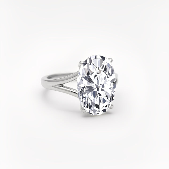 Oval Shape Lab-Grown Diamond Split Shank Engagement Ring white gold slight side view
