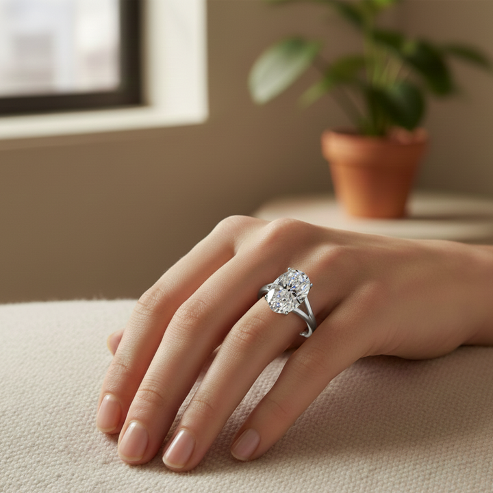 Oval Shape Lab-Grown Diamond Split Shank Engagement Ring