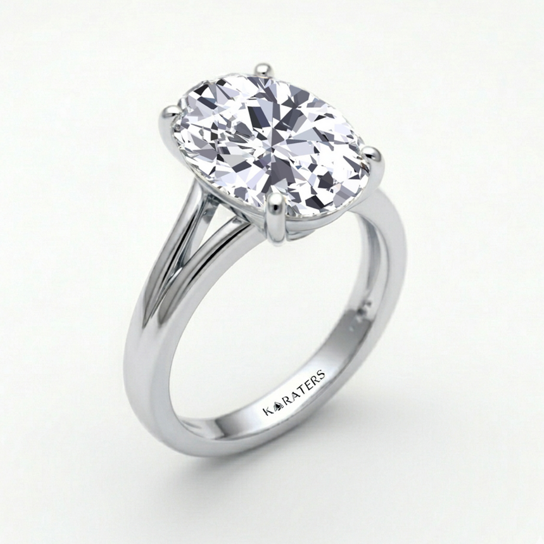 Oval Shape Lab-Grown Diamond Split Shank Engagement Ring