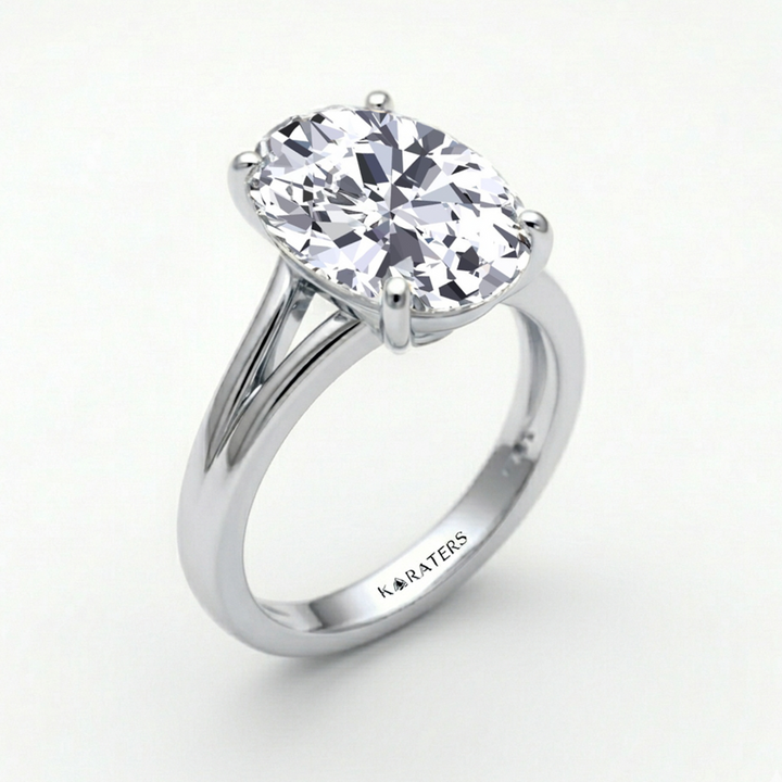 Oval Shape Lab-Grown Diamond Split Shank Engagement Ring