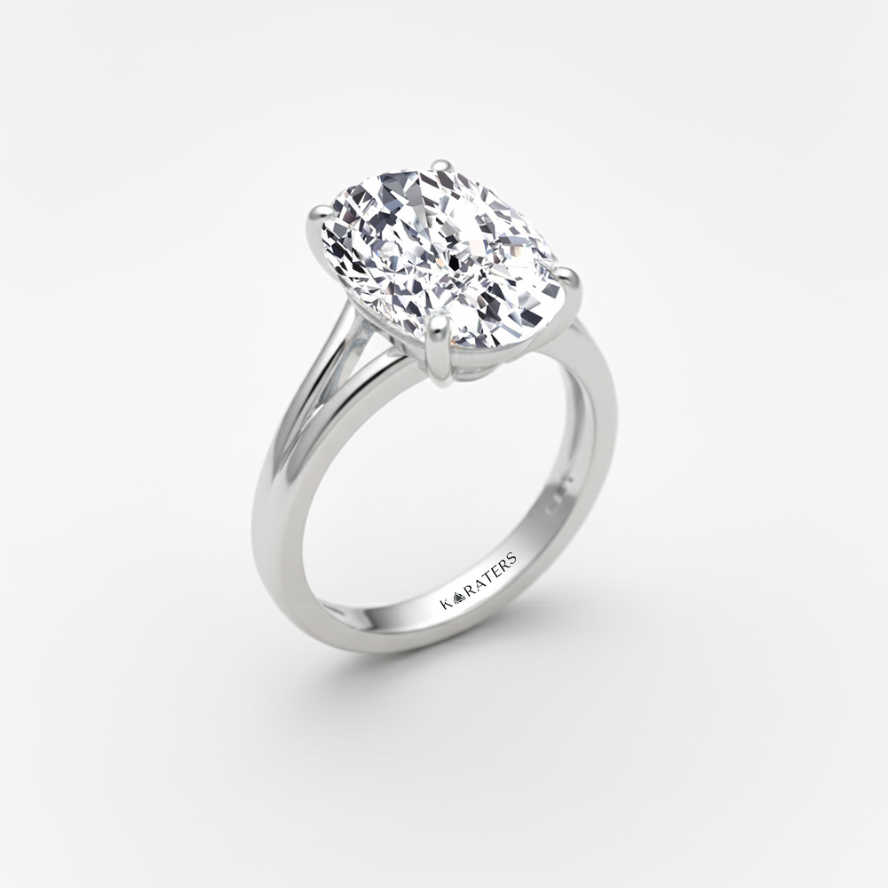 Oval Shape Lab-Grown Diamond Split Shank Engagement Ring white gold side view