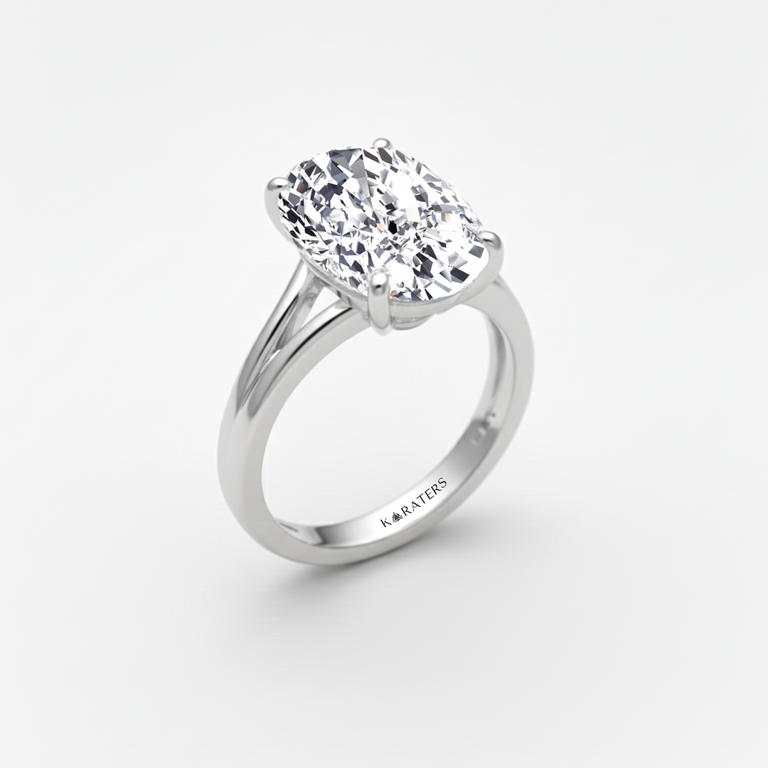 Oval Shape Lab-Grown Diamond Split Shank Engagement Ring white gold side view