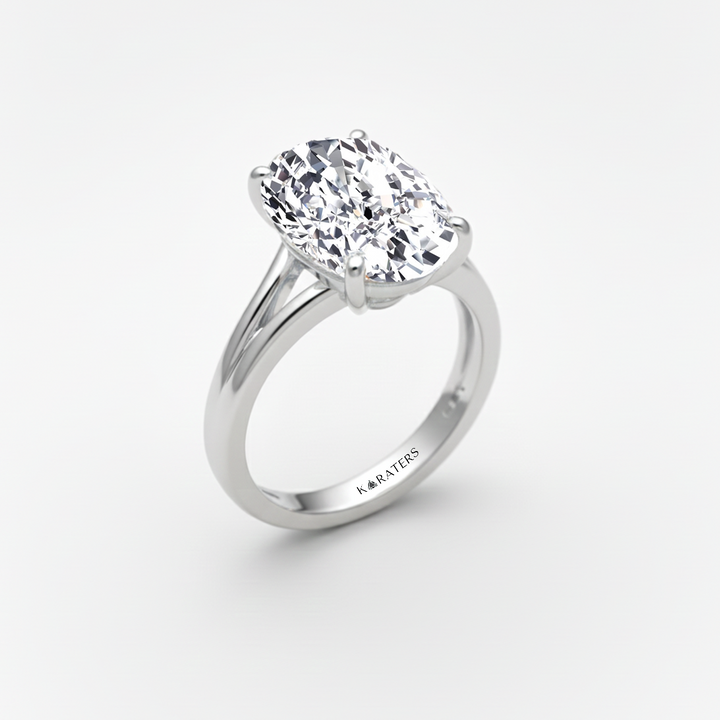 Oval Shape Lab-Grown Diamond Split Shank Engagement Ring white gold side view