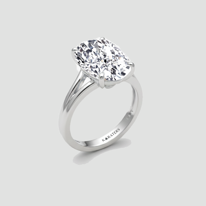 Oval Shape Lab-Grown Diamond Split Shank Engagement Ring white gold