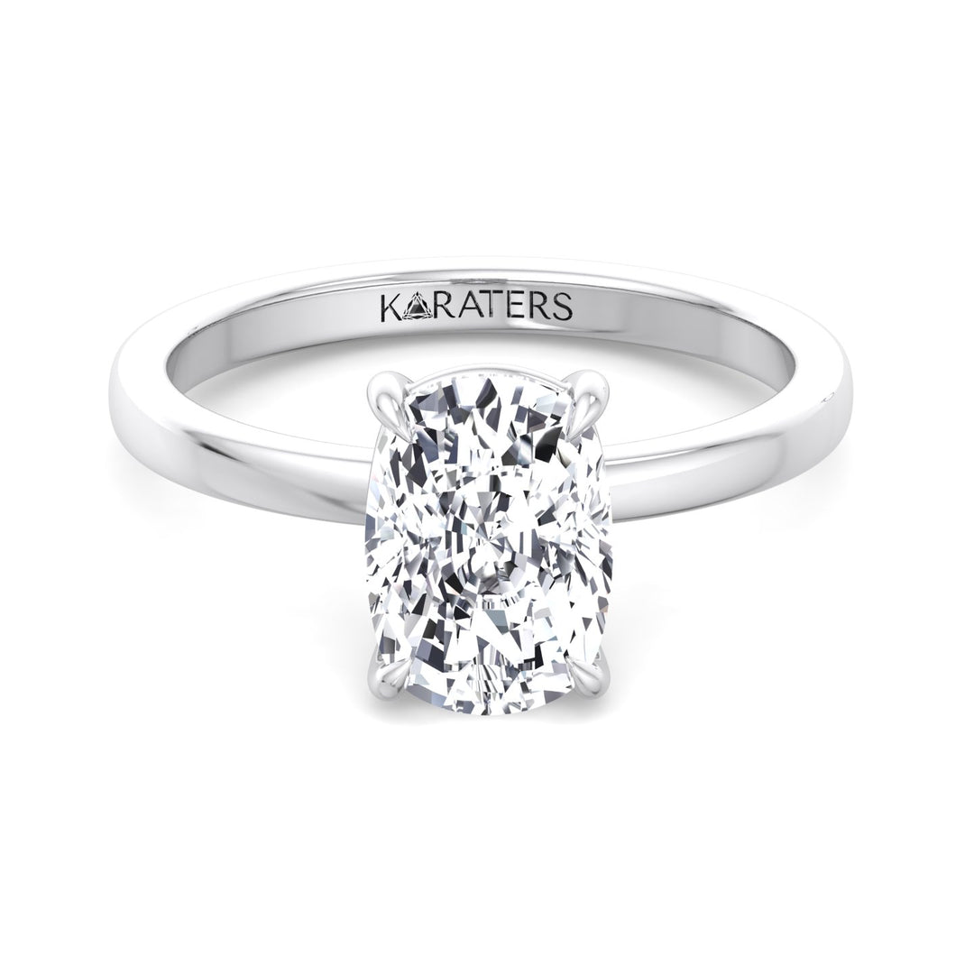 Elongated Cushion Cut  Lab Grown White Gold Diamond Engagement Ring, Front