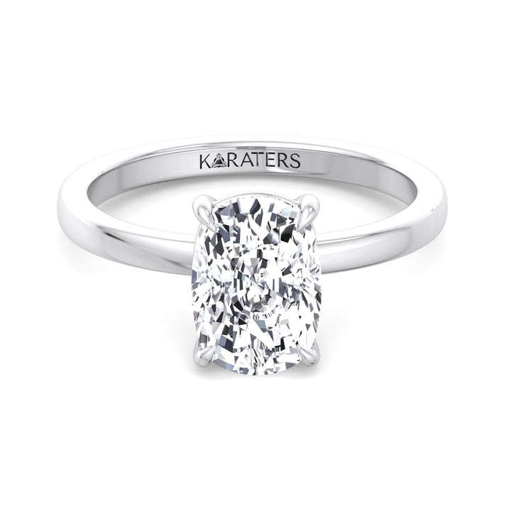 Elongated Cushion Cut  Lab Grown White Gold Diamond Engagement Ring, Front