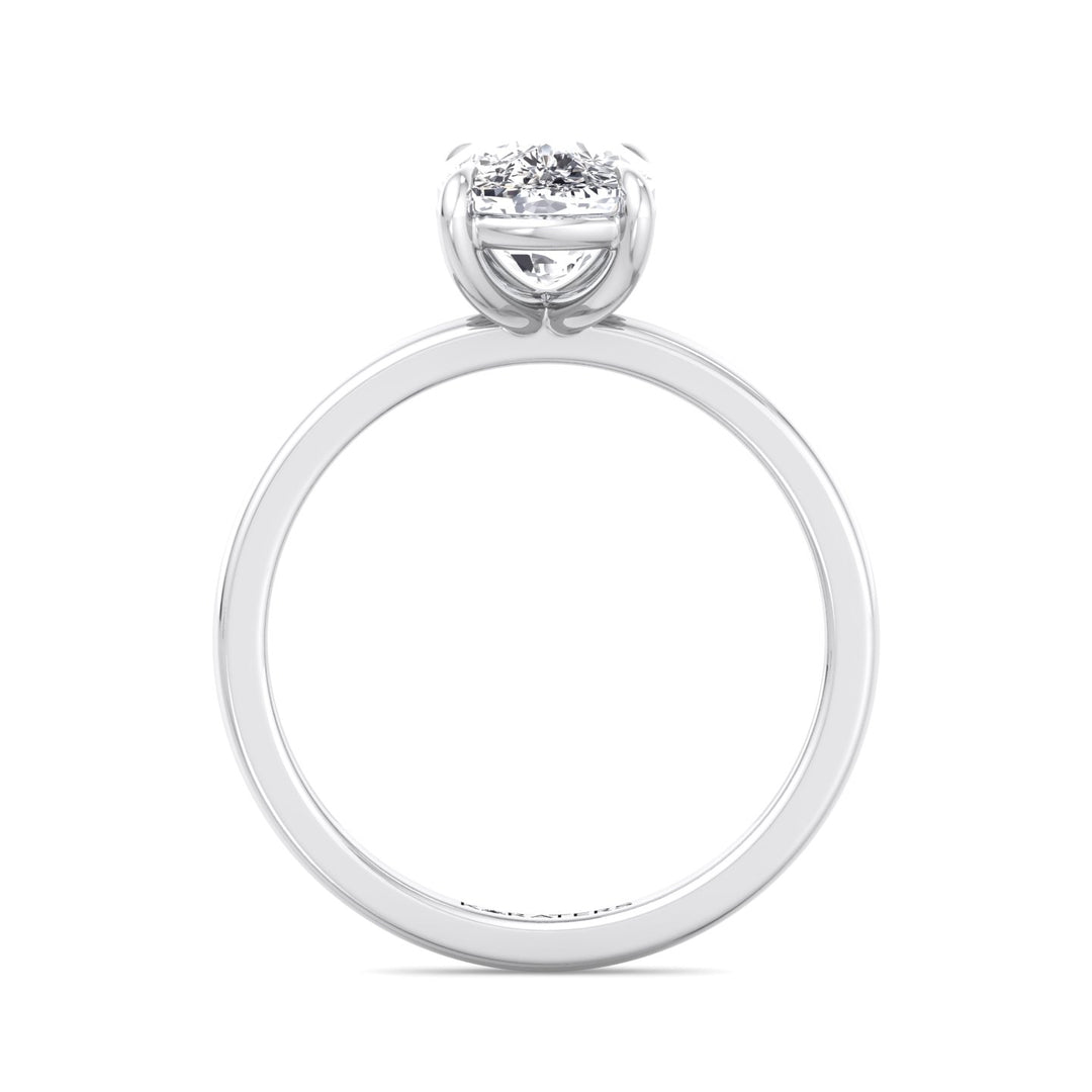 Elongated Cushion Cut  Lab Grown White Gold Diamond Engagement Ring, Profile
