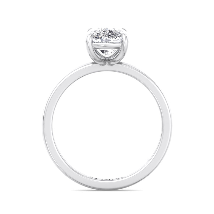 Elongated Cushion Cut  Lab Grown White Gold Diamond Engagement Ring, Profile