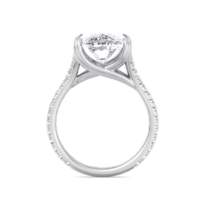 Elongated Cushion Lab Diamond Whilte Ring Double Claw, Profile 