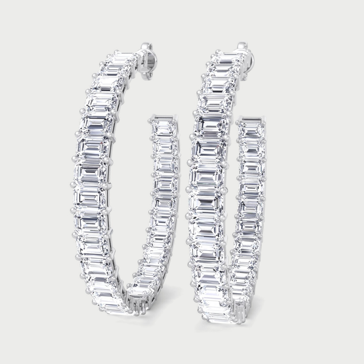Emerald-Cut Lab Grown Diamond Hoops