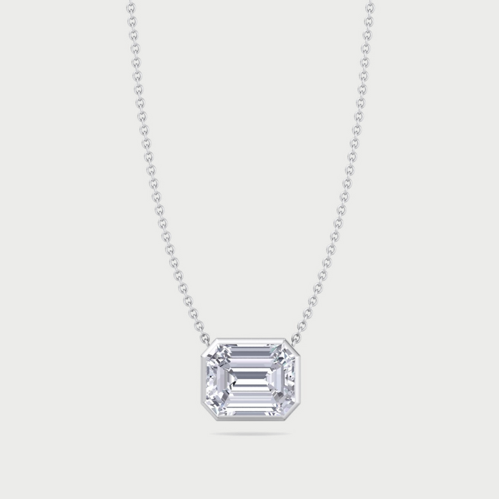 Emerald Cut Bezel Set Pendant Necklace