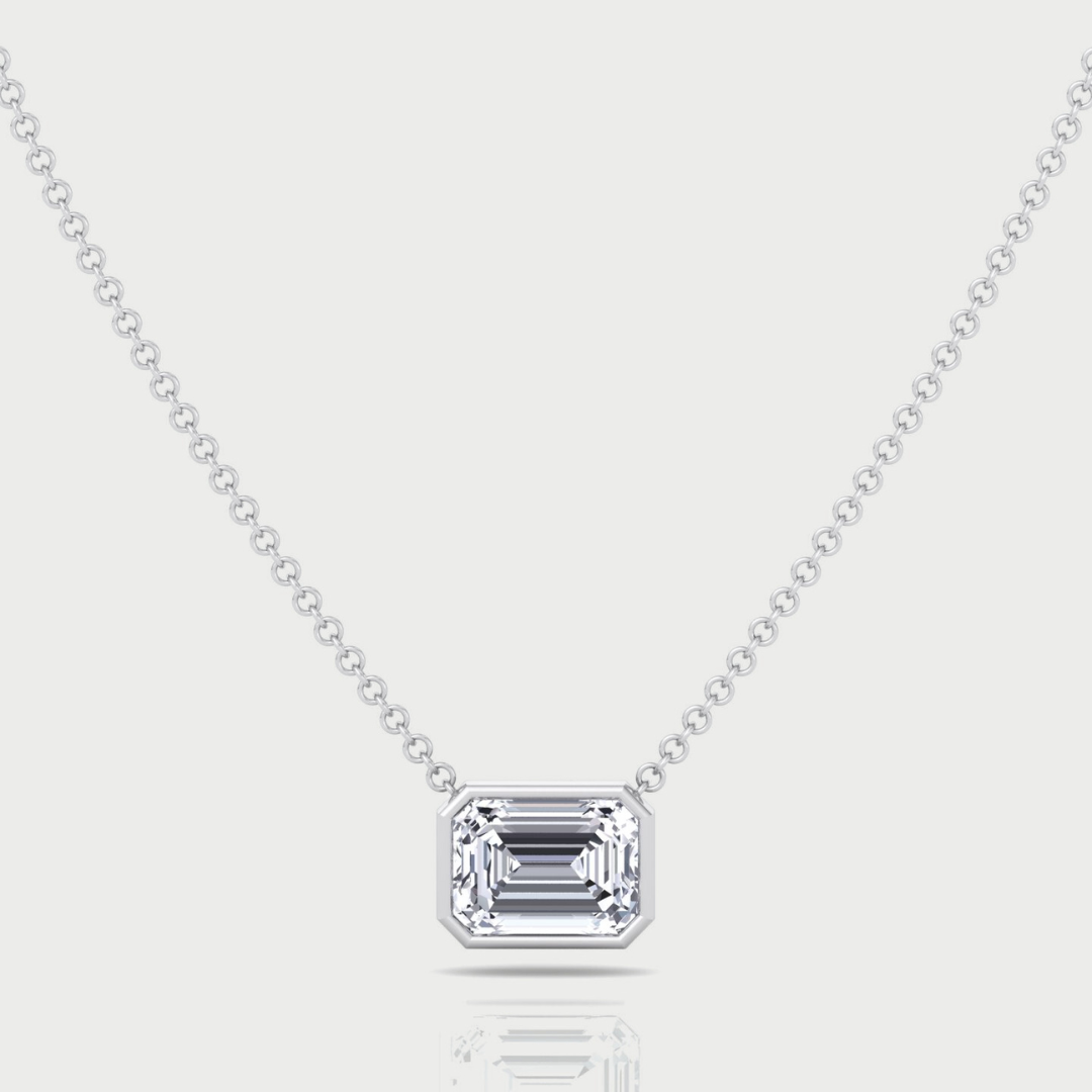 Emerald Shape Bezel Set Lab Grown Diamond Pendant