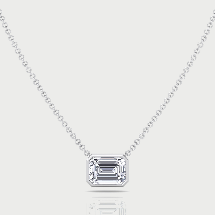 Emerald Shape Bezel Set Lab Grown Diamond Pendant