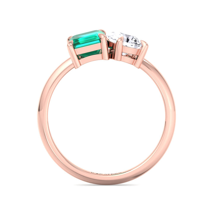Emerald & Pear Lab Diamond Toi et Moi Ring Rose