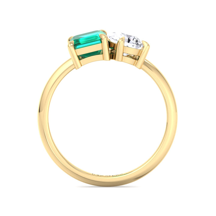 Emerald & Pear Lab Diamond Toi et Moi Ring Yellow