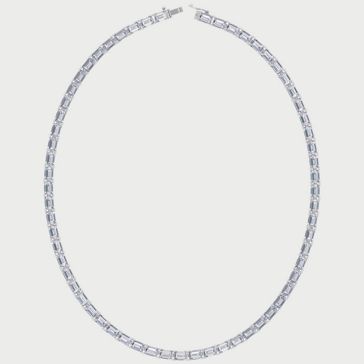 East-West Emerald Cut Lab Grown Diamond Tennis Necklace