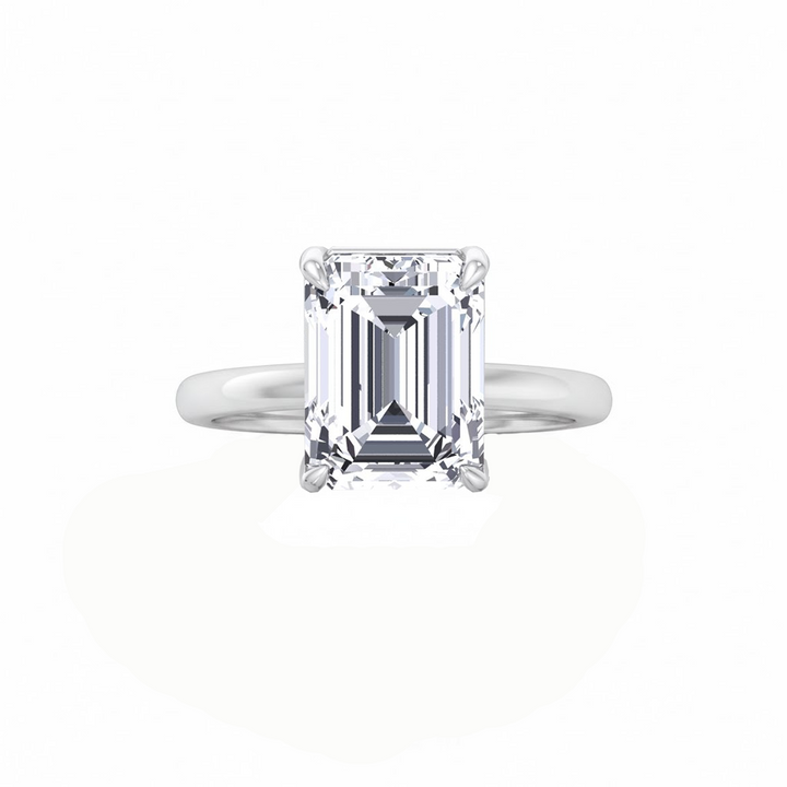 WG Invisible Emerald Shape Solitaire Lab-Grown Diamond Engagement Ring front view